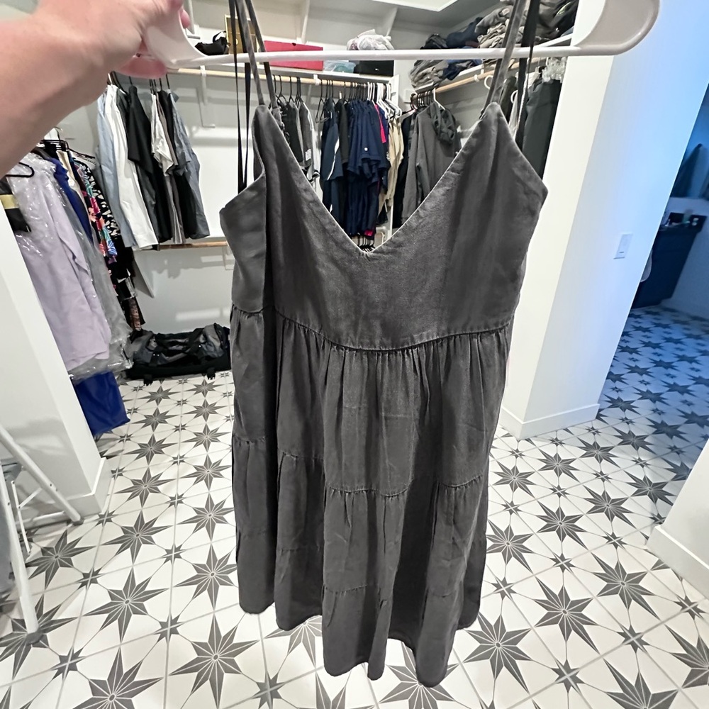 Gray Sleeveless V-Neck Sundress